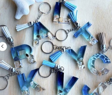 a number of key chains with a dog bone