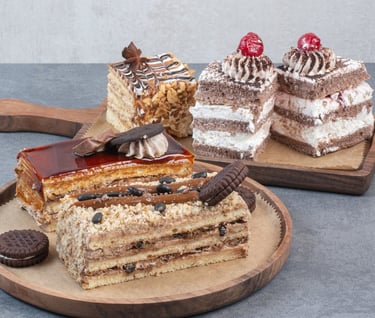 a piece of cake with a piece of cake on a plate