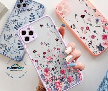a person holding a phone case with a flower design