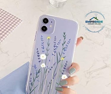 a person holding a phone case with flowers on it