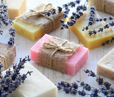 soap bars with soap and soap bars on them