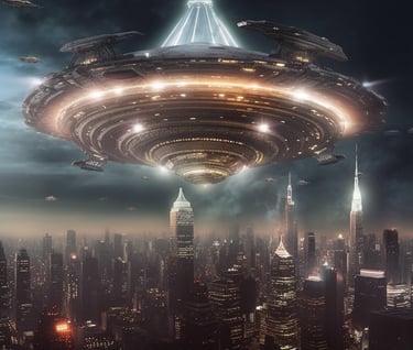 The New Universe Order Government Mothership flying over New York