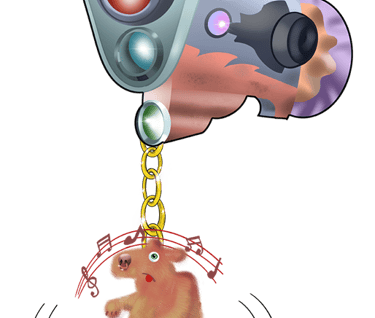 The Abuser Buster with a Dancing Bear hanging from it