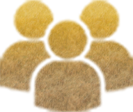 a group of people with a yellow and white background