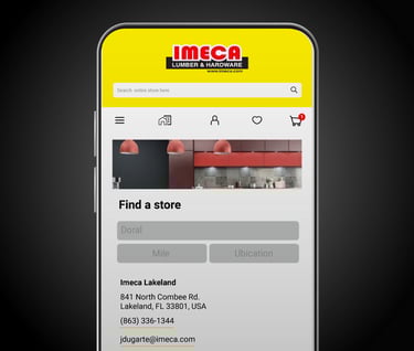 Móvil con pantalla de find a store