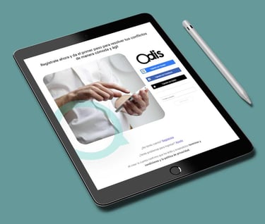 Viste de la App de Odis en una tablet