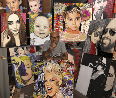 Ateliê do renomado artista plástico Sérgio Astral, conhecido por suas pinturas personalizadas e projetos artísticos.