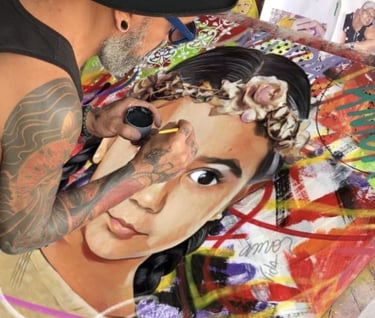 Ateliê do renomado artista plástico Sérgio Astral, conhecido por suas pinturas personalizadas e projetos artísticos.