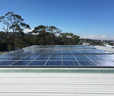 a tin roof with solar panels