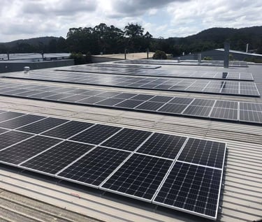 a workshop with solar panels