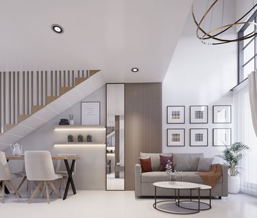 Interior kamar mezzanine Maharupa Village untuk ruang kerja atau hobi
