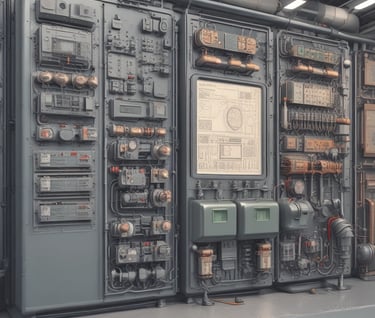 a large industrial style electrical equipment in a building