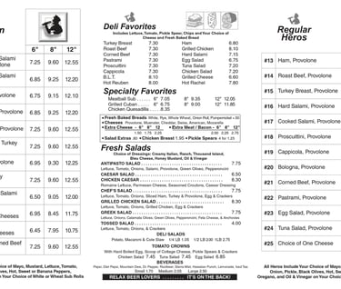 Hogan's Best Sandwiches menu page 2