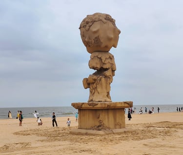 8m Hirono Reshape Sand Sculpture for Hirono Reshape Art Exhibition Beach Display in Aranya Qinhuangdao by DEFARA