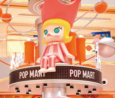 MOLLY Fiberglass Statue for POP MART Family Exhibition Central Tower Display at Wuhan Joy City by DEFARA