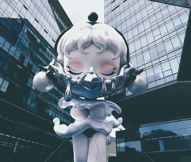 Giant SKULLPANDA Fiberglass Sculpture for Sonic Illusion Exhibition Plaza Display at C PARK Haisu Shanghai by DEFARA