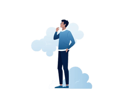 a man standing in front of a cloud