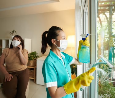 property management cleaning services with client on phone