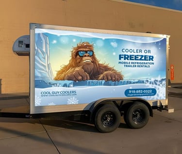 Picture of the Cool Guy Coolers mobile refrigerated trailer.