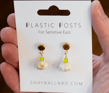 Plastic Post earrings for sensitive ears. Halloween Pumpkin earrings