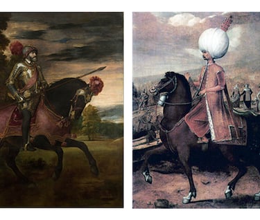 two pictures of a man in a turban and a woman in a tu