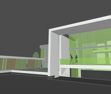 a house with a green roof and a green roof