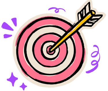 A bullseye target with an arrow shaft coming through the middle