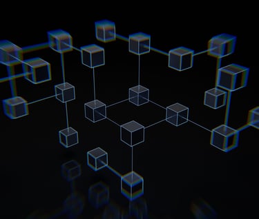 Many boxes connected to each other with lines, representing the blockchain