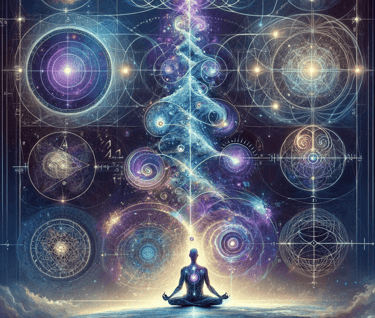a man sitting in a meditation position in front of a tree