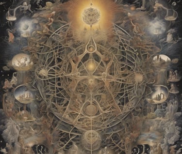 a painting of a large, intricately detailed artwork