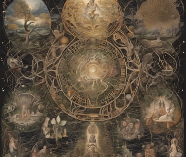 a painting of a painting of a clock with a clock