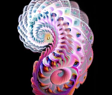 a colorful fram of a seahorse with a spirally pattern