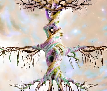 a tree with a twisted tree in the middle
