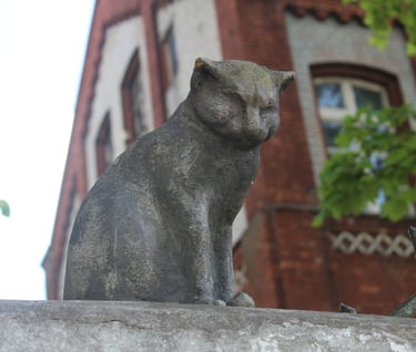 Cat statue at Kalinina 5