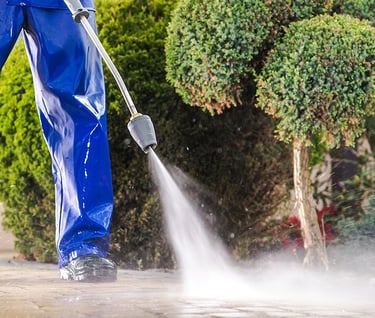 Pressure washing a walkway in toronto