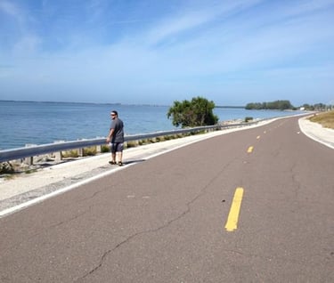 Winding coastal path on foot