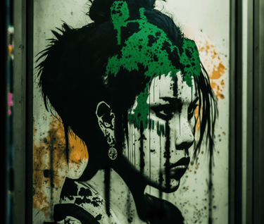 Subway Grafitti Illustration in the style of Shibuya Punk Aesthetic