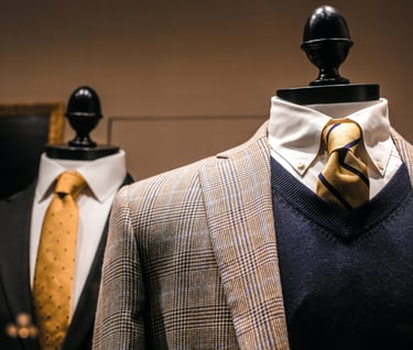 a suit and tie on a mannequine