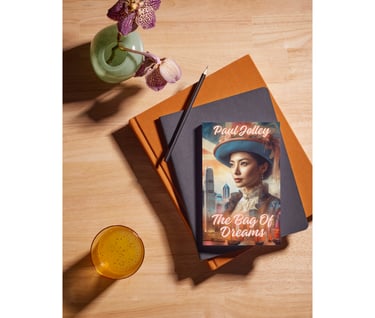 a book with a glass of orange juice and a glass of orange juice