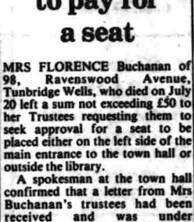 Florence Buchanan, 98 Ravenswood Avenue, Tunbridge Wells TN2 3SJ