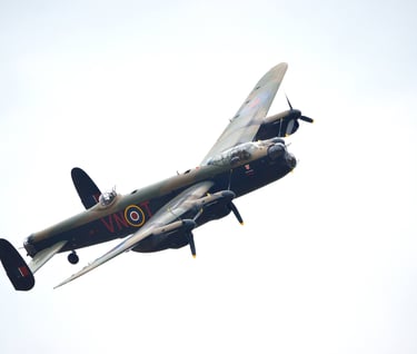 Lancaster Bomber over the Avro Heritage Museum