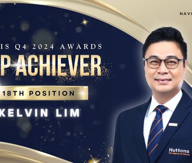 Kelvin Lim wins 18th position Top Achiever at the Navis Q4 2024 Awards for Huttons real estate.