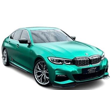 BMW 3 Series full wrapped in satin chrome green vinyl by One 7 Garage