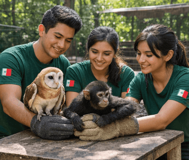 Biologos mexicanos cuidando de fauna silvestre mexicana