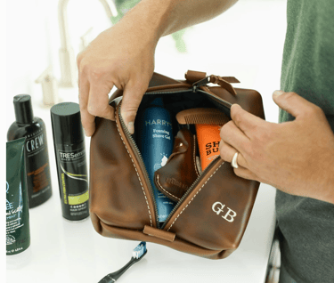 Personalized Leather Gift Toiletry Kit