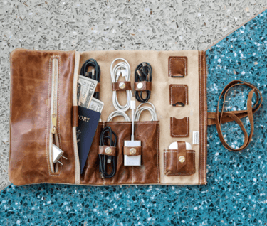 Personalized Leather Gift Tech Roll