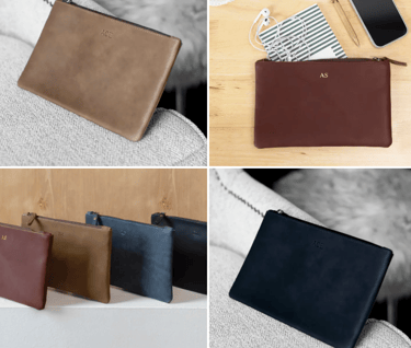 Personalized Leather Gift Zippered Pouch