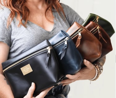 Personalized Leather Gift Square Make-Up Bag Case