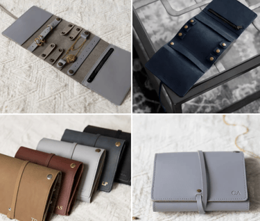 Personalized Leather Gift Jewelry Roll