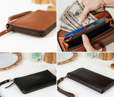 Personalized Leather Gift Wristlet Wallet